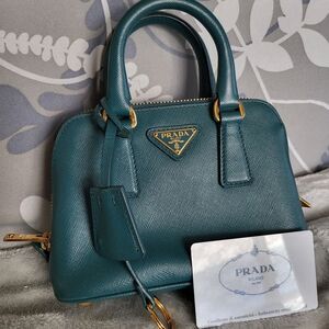 Prada Green and Gold Mini Bag with Saffiano Leather